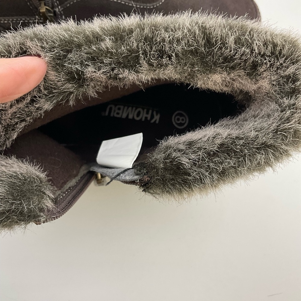 Khombu Women’s Dark Brown Fur-Lined Zip Ankle Boots, Size 8 - Picture 7 of 7